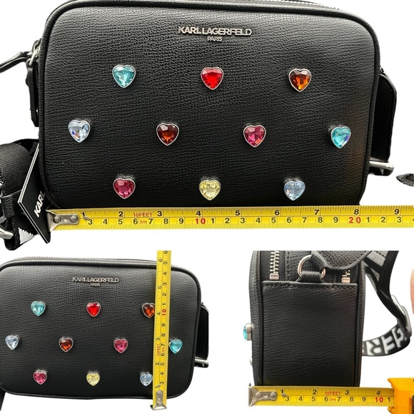 NWT $198 Karl Lagerfeld Maybelle Double Zip Leather Crossbody Bag - Picture 12 of 14